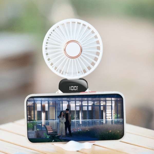 Portable Handheld Fan,LED Display, 3-in-1 Personal Small Fan for Handheld/Neck/Desk, 90 Foldable With Base, 5 Speed Lash Makeup Fan - Image 3