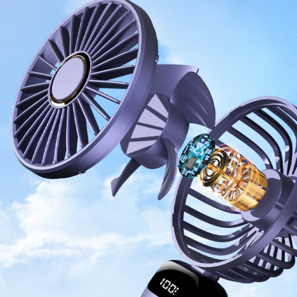 Portable Handheld Fan,LED Display, 3-in-1 Personal Small Fan for Handheld/Neck/Desk, 90 Foldable With Base, 5 Speed Lash Makeup Fan - Image 5